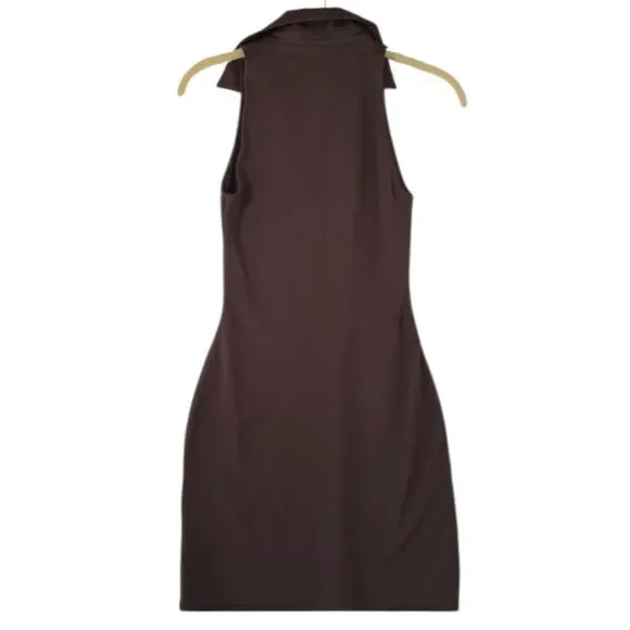 Babaton Golf Sleeveless Bodycon Dress Brown Size XS - Picture 2 of 10